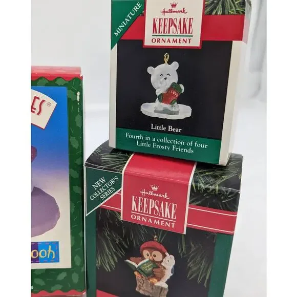 Hallmark Ornaments Keepsake Vintage Age Collection Chipmunk Pooh Piglet W/Boxes - Picture 7 of 12